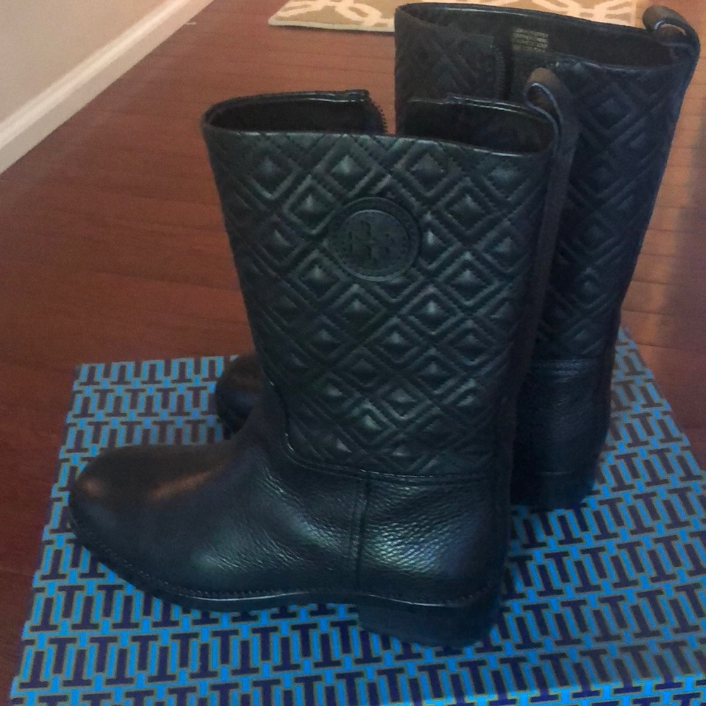 Tory Burch quilted black boots